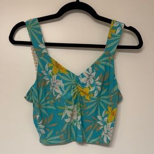 Floral Crop Top - Blue and Yellow